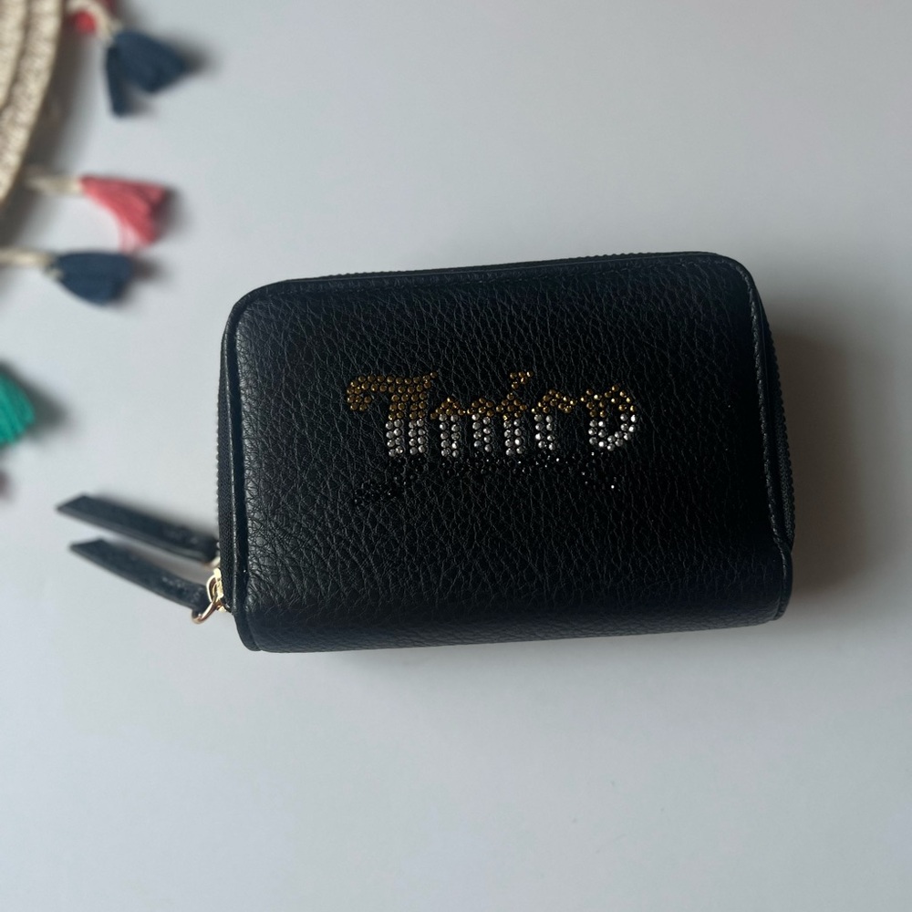 Juicy Couture Women's Medium Zip Around Wallet Black NWOT